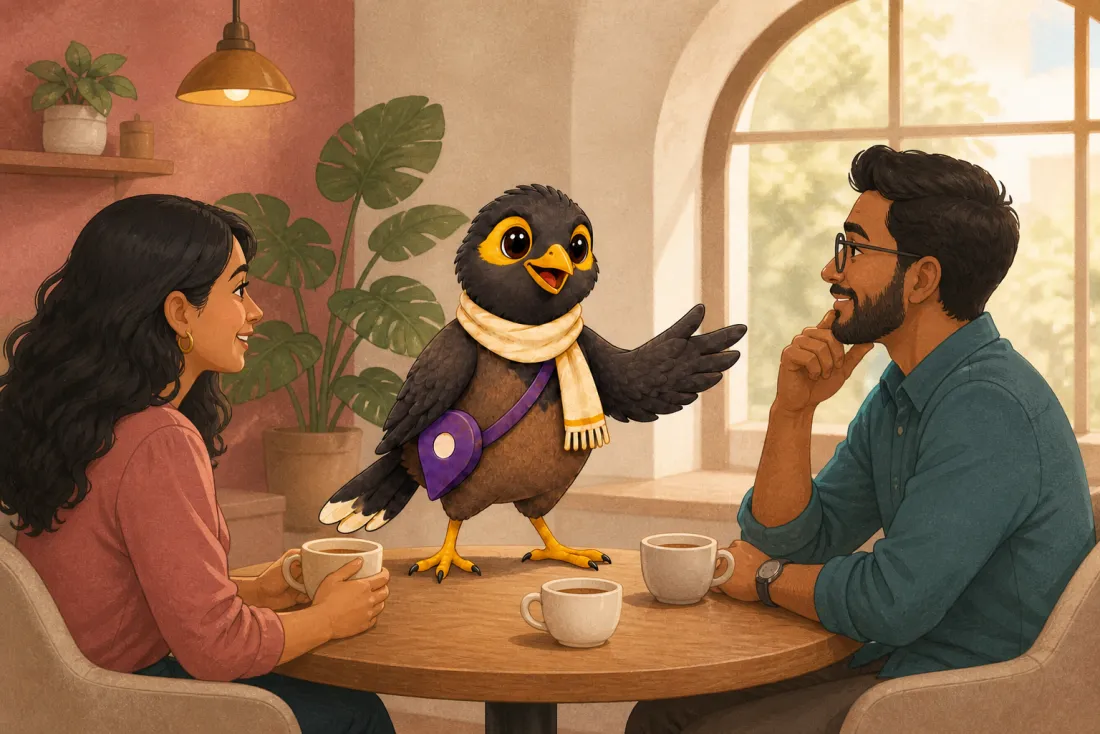 The Sangaathi mascot starting a conversation