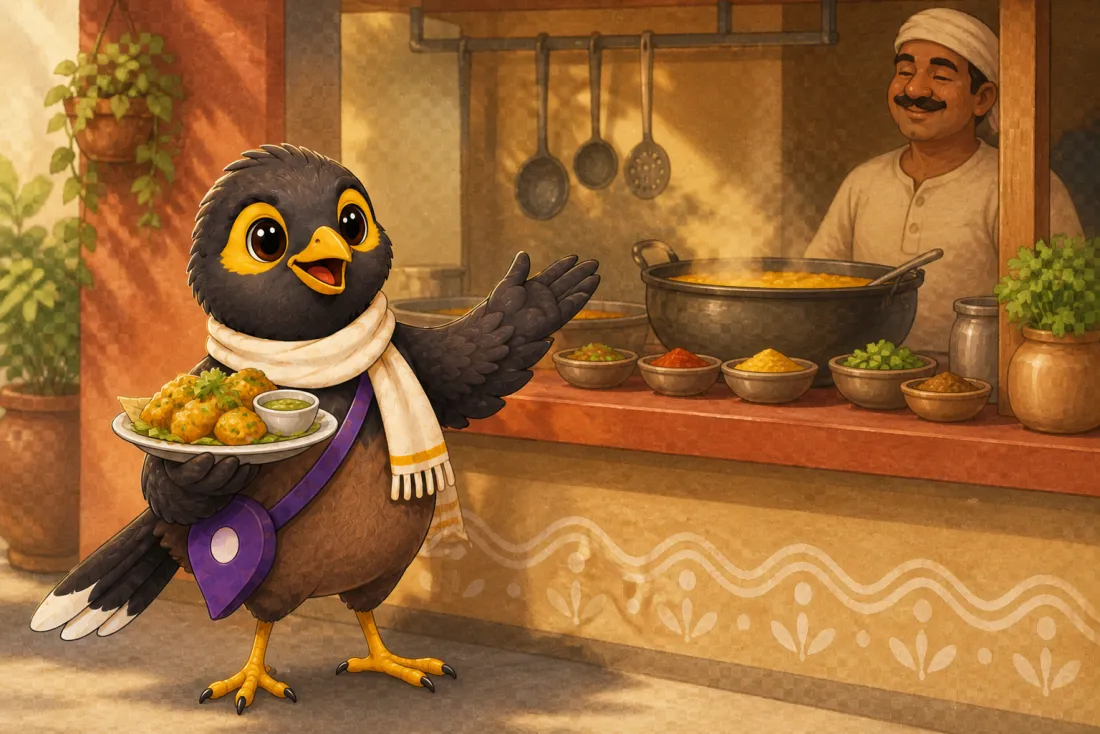 The Sangaathi mascot ordering the local favourite
