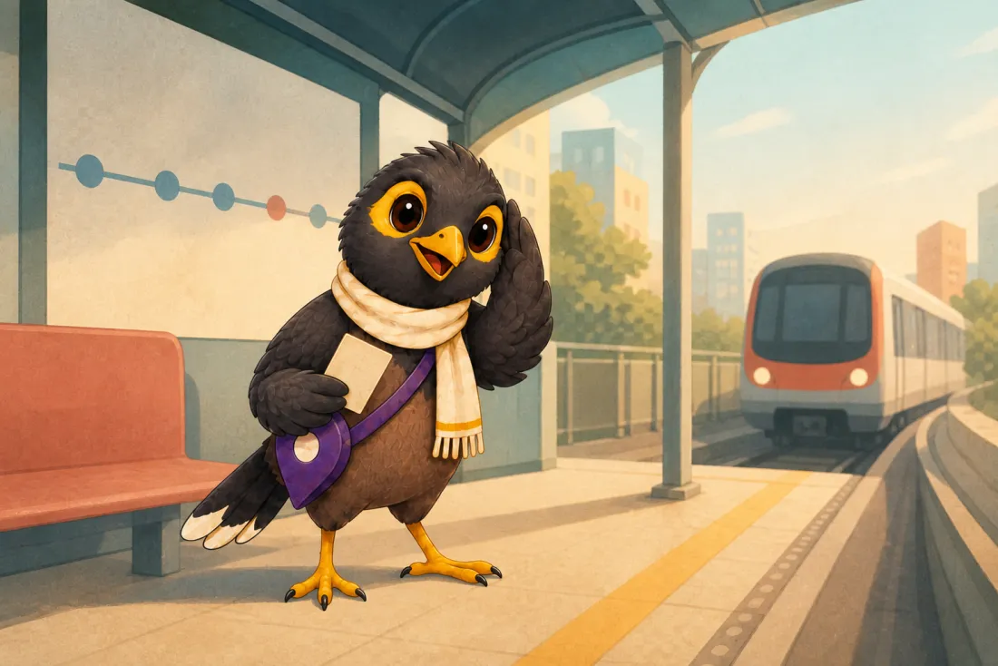 The Sangaathi mascot finding your route